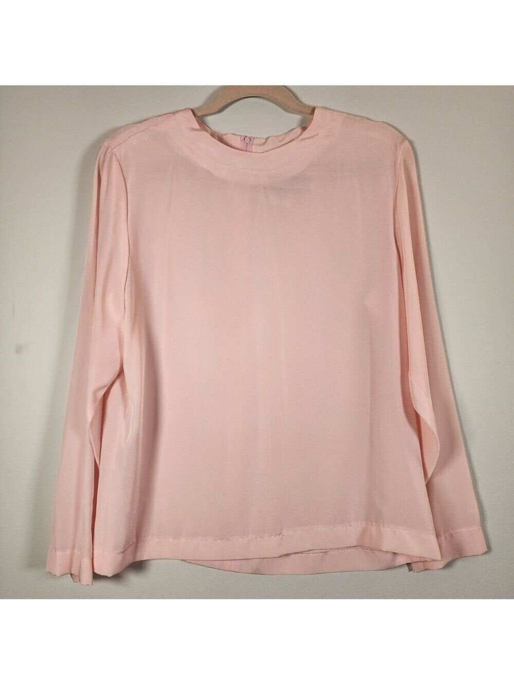 Castleberry Vintage Blush Pink Long Sleeve Blouse Size 8 ILGWU Union Made USA